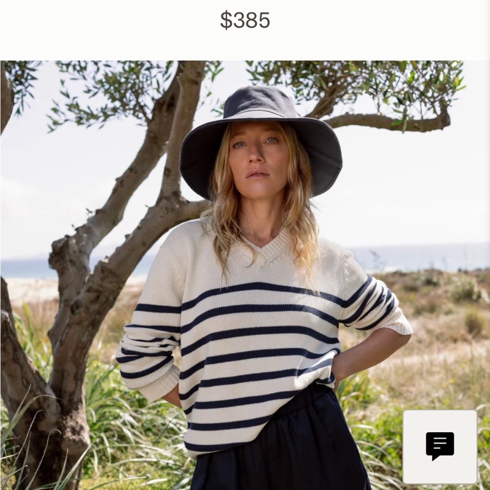 Striped Sweater with Navy and White Design